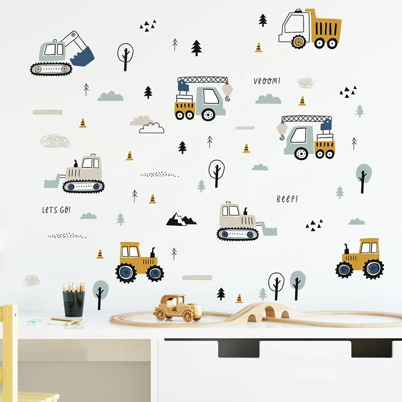 Baby Nursery Bedding - Hand Drawn Cute Cars Cargo Truck