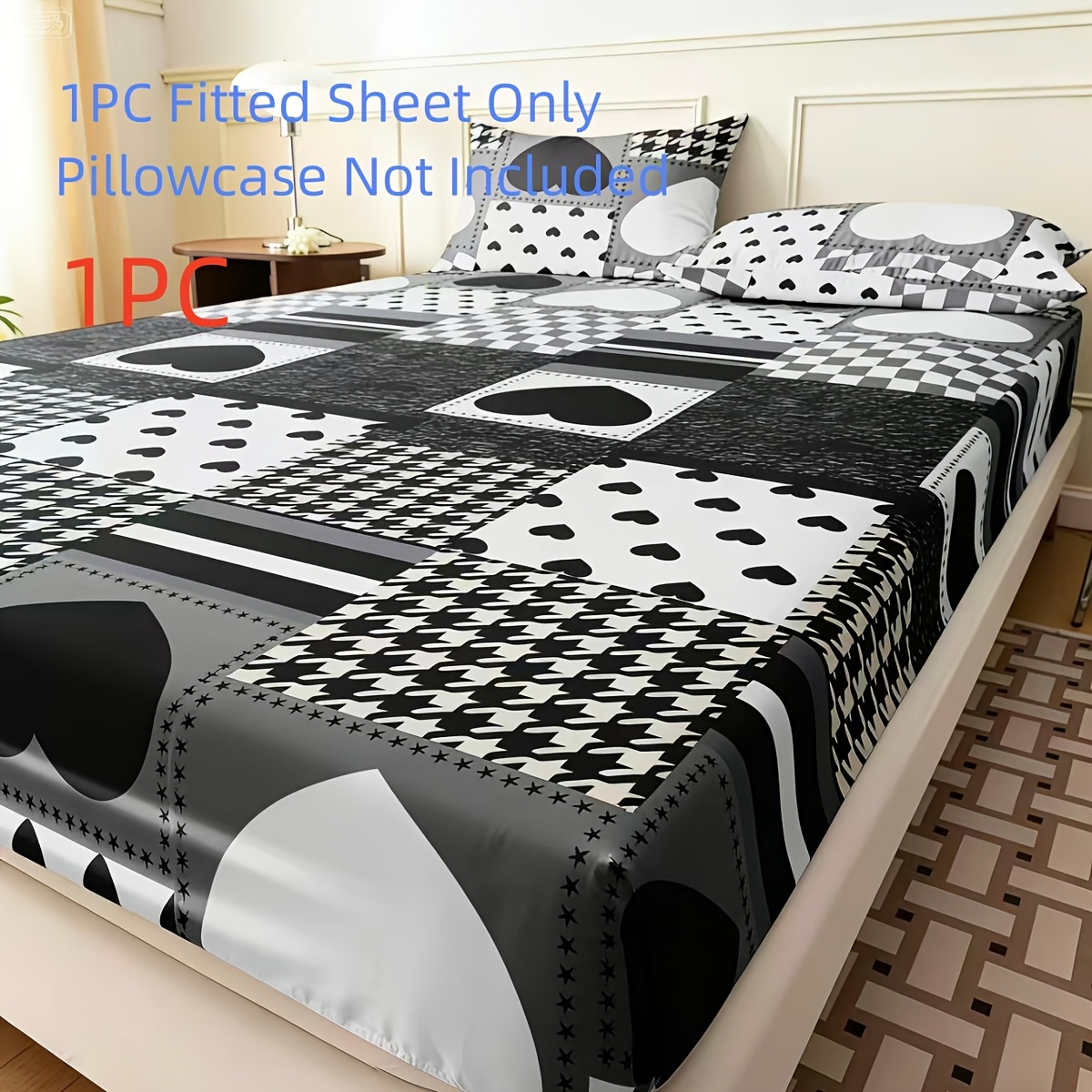 Baby Nursery Bedding - Trendy black and white heart patchwork