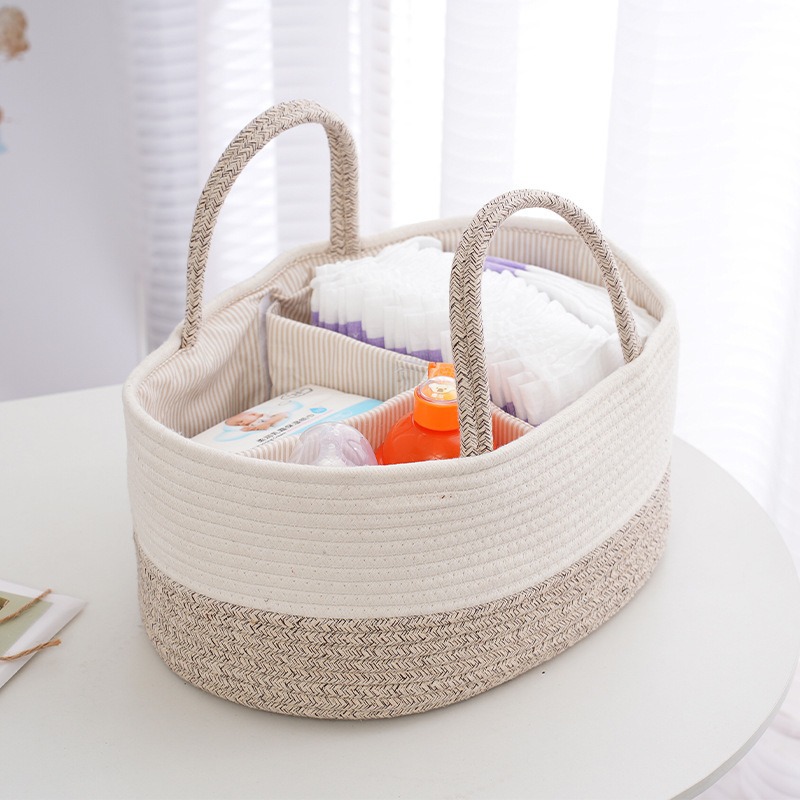 Diaper Caddy Organizer - Foldable Diaper Caddy Organize Cotton Rope
