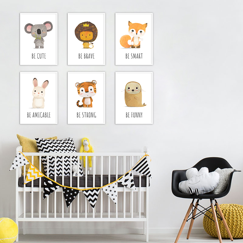 Animal Canvas Poster and Print - Baby Nursery Animal Pictures 评论和价格