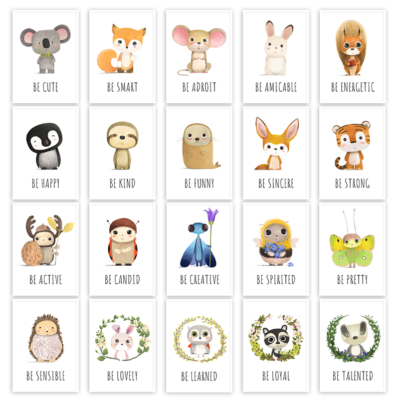 Animal Canvas Poster and Print - Baby Nursery Animal Pictures 评论和价格
