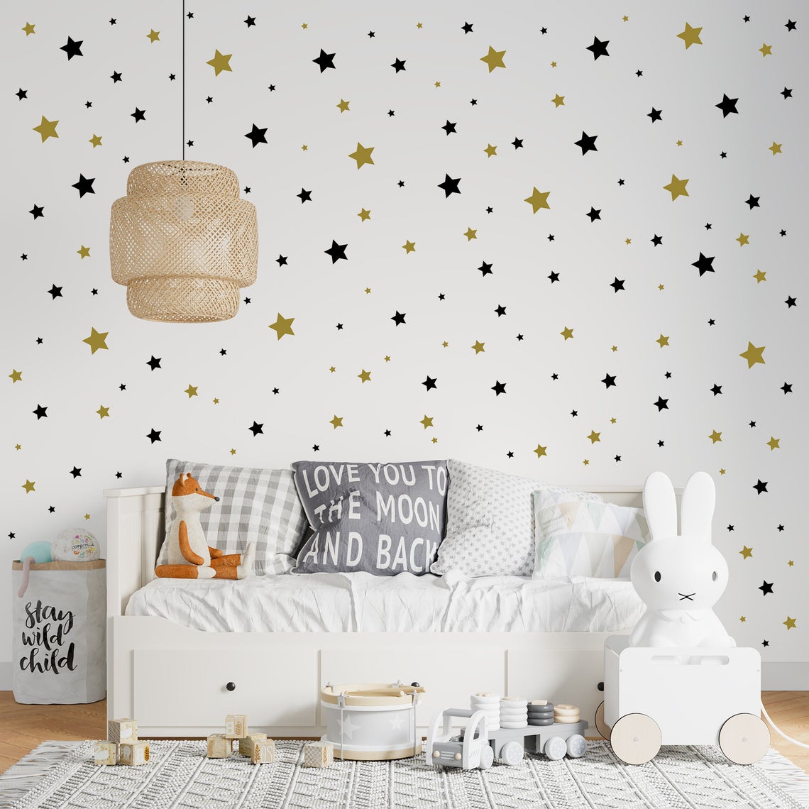 Cartoon 65Pcs Star Wall Sticke - Baby Nursery Artwork 评论和价格