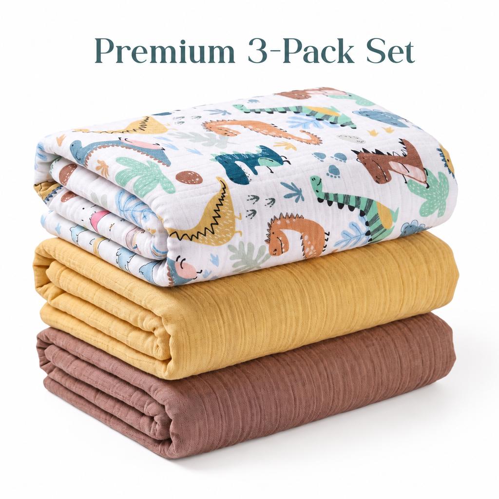 3-Pack Baby Muslin Swaddle Bla - Baby Nursery Bedding 评论和价格