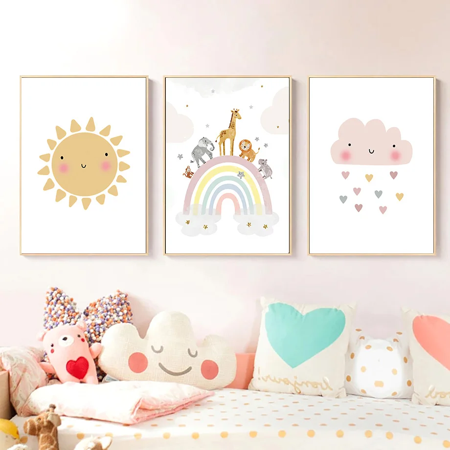 Giraffe Elephant Hot Balloon S - Baby Nursery Art 评论和价格