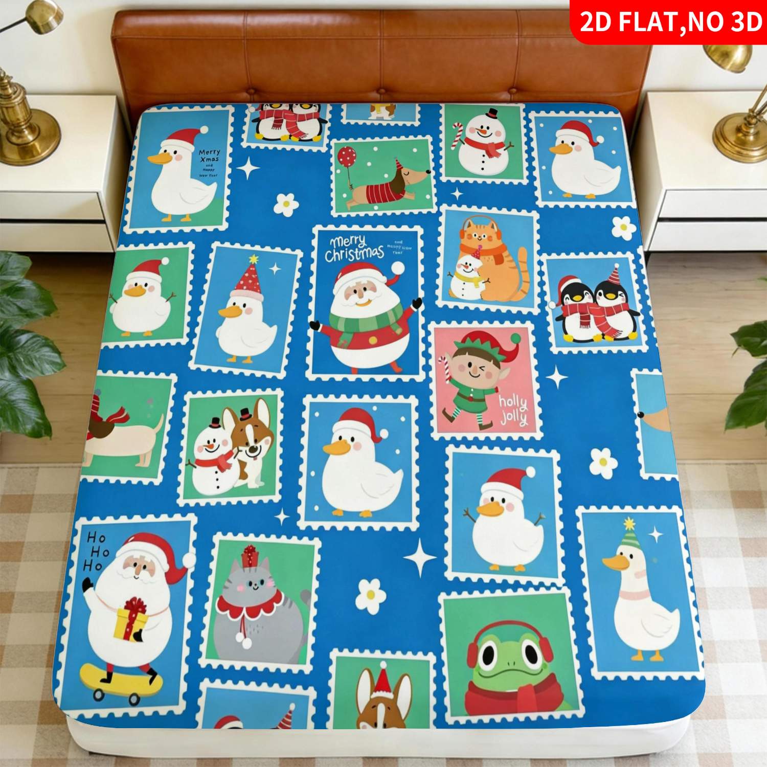 Christmas Animal Stamp Pattern - Baby Nursery Bedding 评论和价格