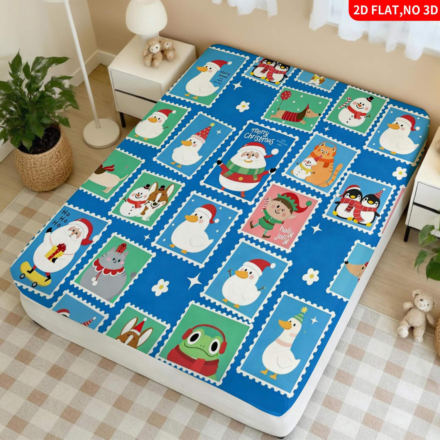Christmas Animal Stamp Pattern - Baby Nursery Bedding 评论和价格
