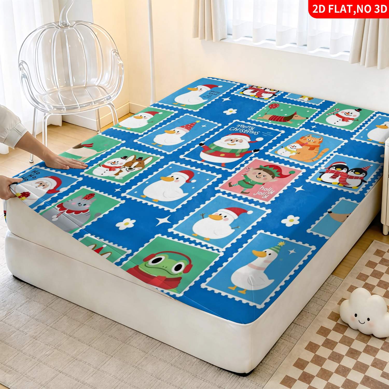 Christmas Animal Stamp Pattern - Baby Nursery Bedding 评论和价格
