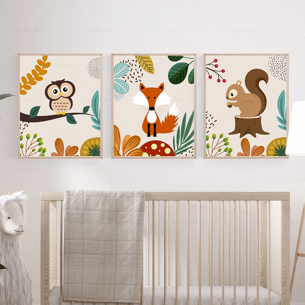 Boho Monkey Lion Giraffe Bird  - Baby Nursery Art 评论和价格