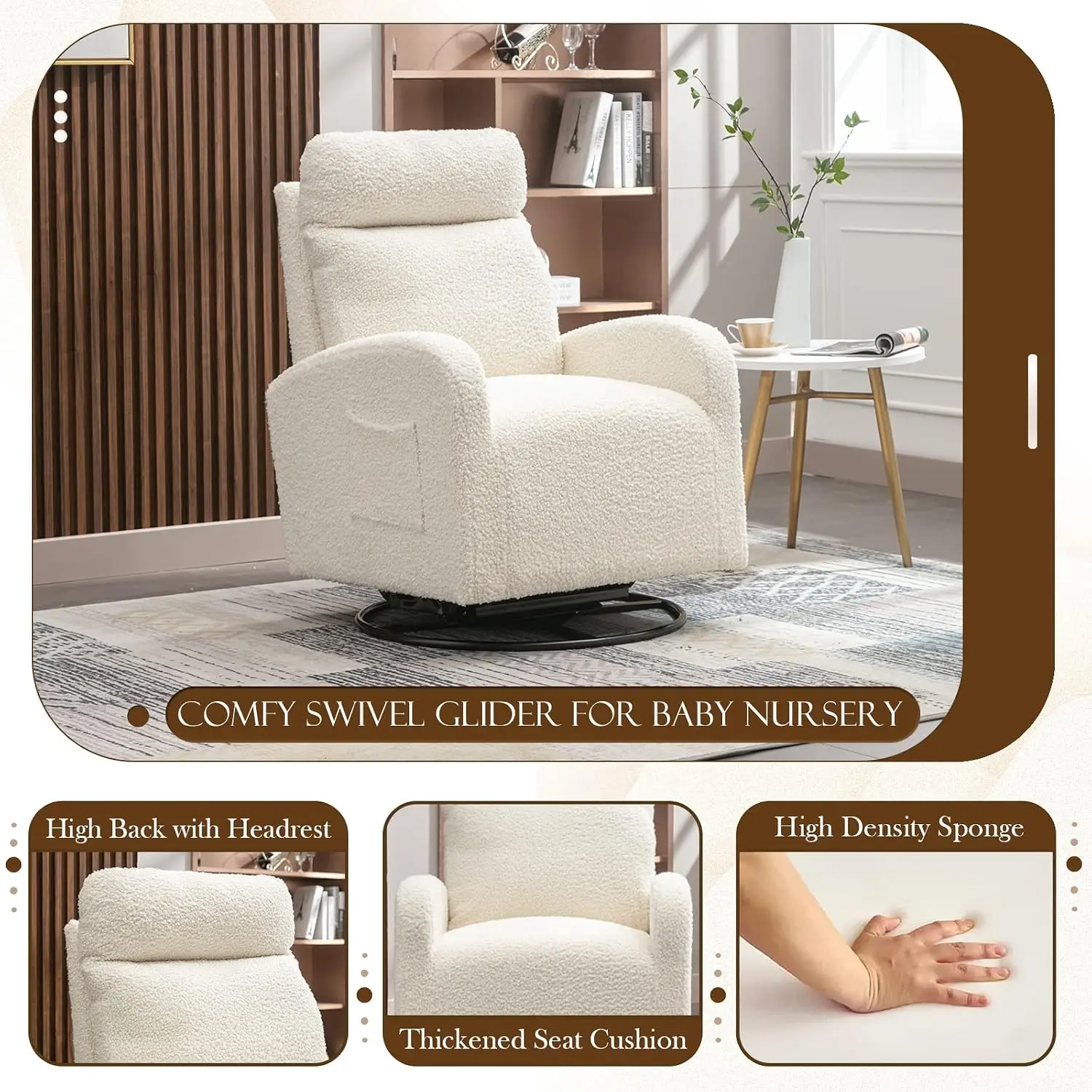 Modern Swivel Glider Chair, Up - Baby Nursery Glider Chair 评论和价格