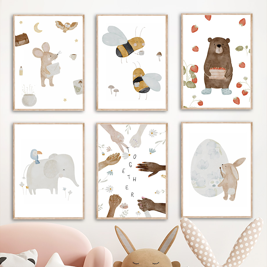 Boho Animals Friend Elephant R - Baby Nursery Art 评论和价格