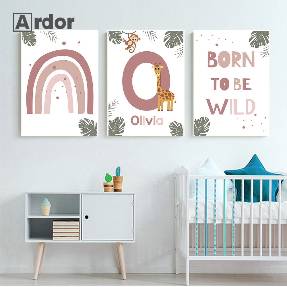 Nordic Jungle Animal Posters C - Baby Nursery Animal Pictures 评论和价格