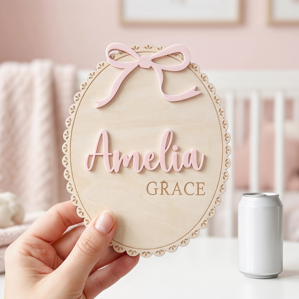 1Pc Custom Bow Lace Edge Baby  - Baby Nursery Artwork 评论和价格