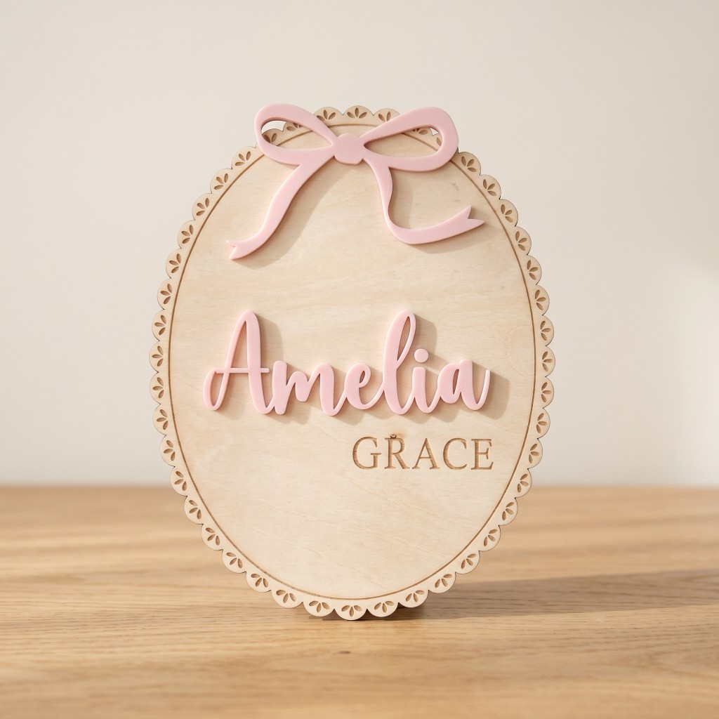 1Pc Custom Bow Lace Edge Baby  - Baby Nursery Artwork 评论和价格