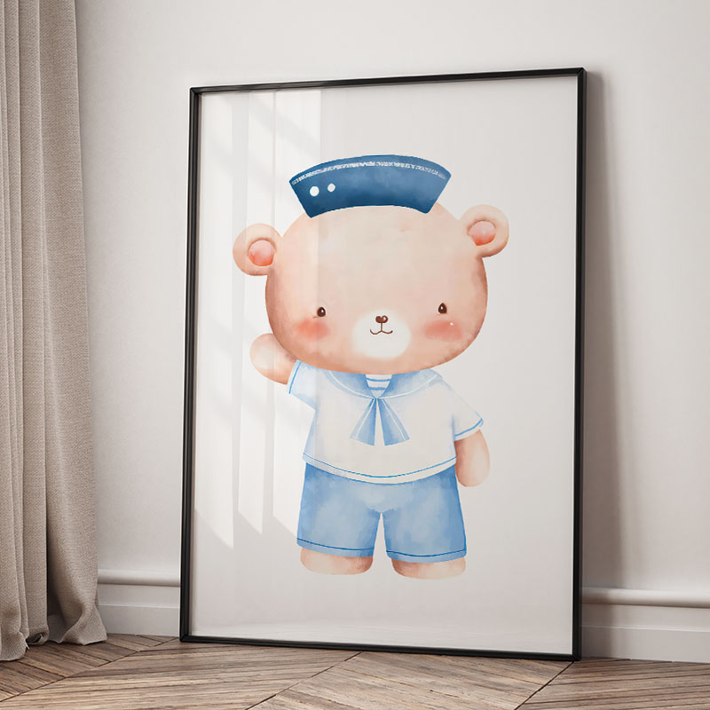 Bear Whale Sailboat Lighthouse - Baby Nursery Art 评论和价格