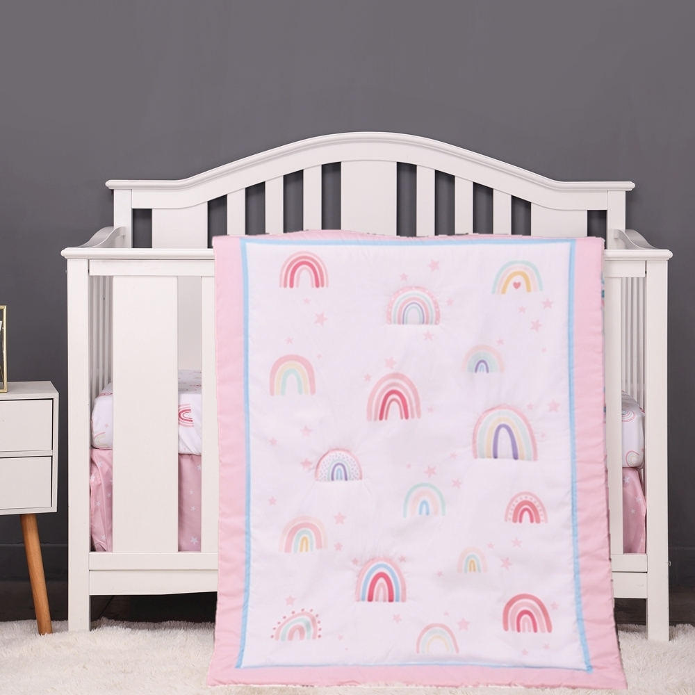3Pcs Rainbow Baby Infant Crib  - Baby Nursery Bedding 评论和价格