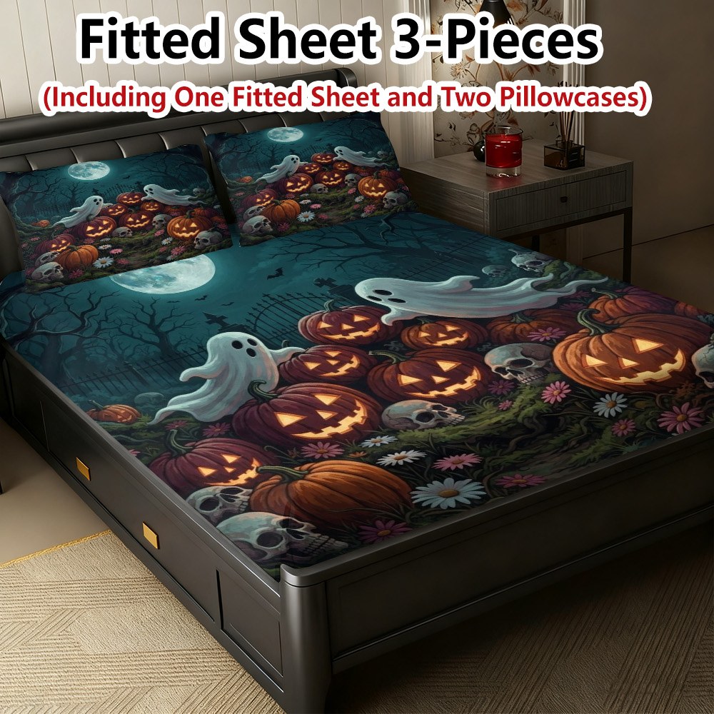Halloween Pumpkin Ghost Fitted - Baby Nursery Bedding 评论和价格