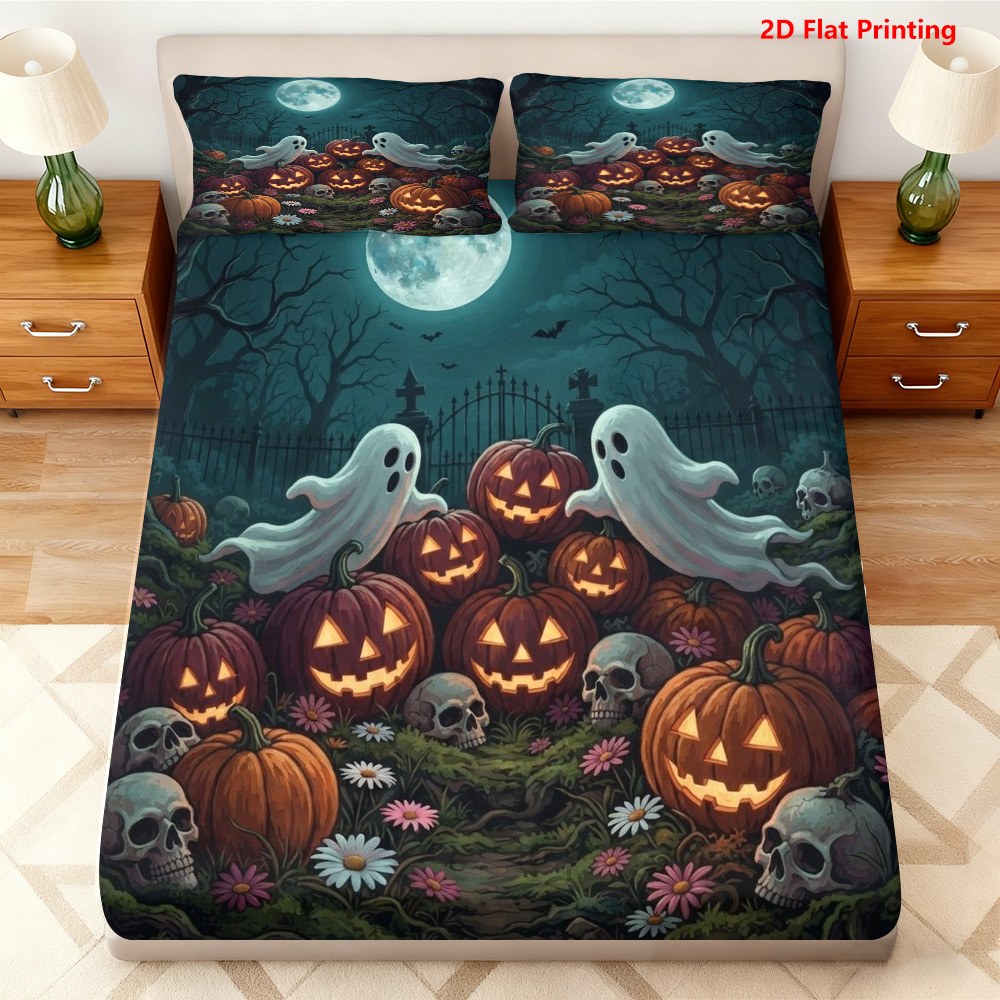 Halloween Pumpkin Ghost Fitted - Baby Nursery Bedding 评论和价格
