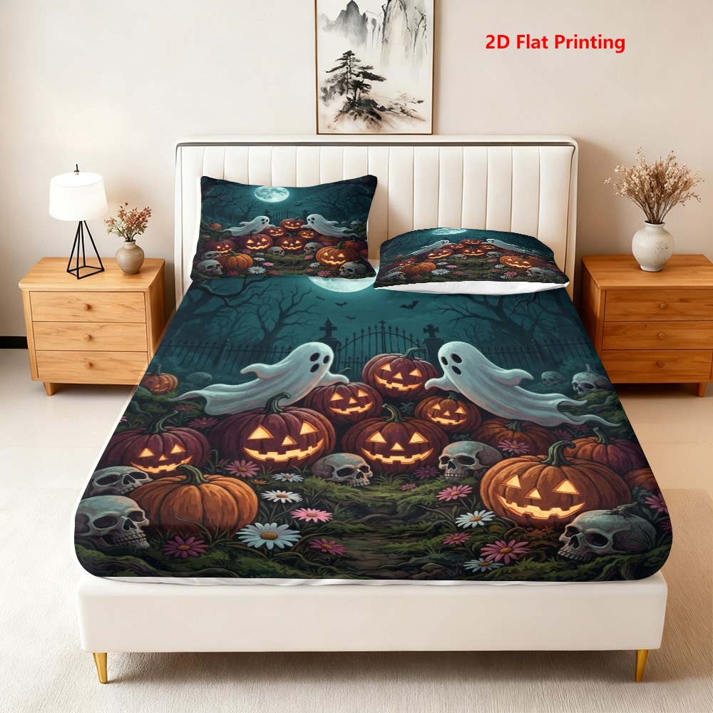 Halloween Pumpkin Ghost Fitted - Baby Nursery Bedding 评论和价格