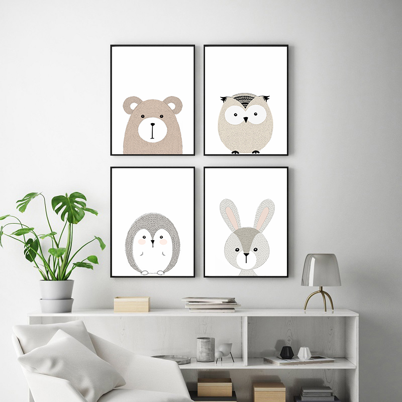 Woodland Cute Animal Cartoon F - Baby Nursery Animal Pictures 评论和价格