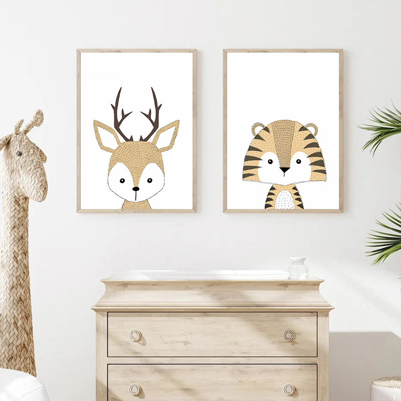 Woodland Cute Animal Cartoon F - Baby Nursery Animal Pictures 评论和价格