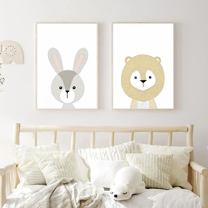 Woodland Cute Animal Cartoon F - Baby Nursery Animal Pictures 评论和价格