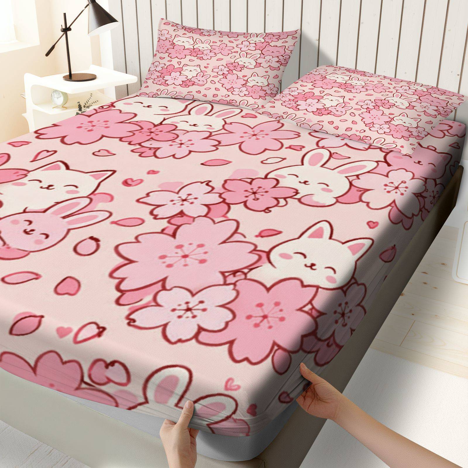 Sakura Rabbit Cat Bedding Set, - Baby Nursery Bedding 评论和价格
