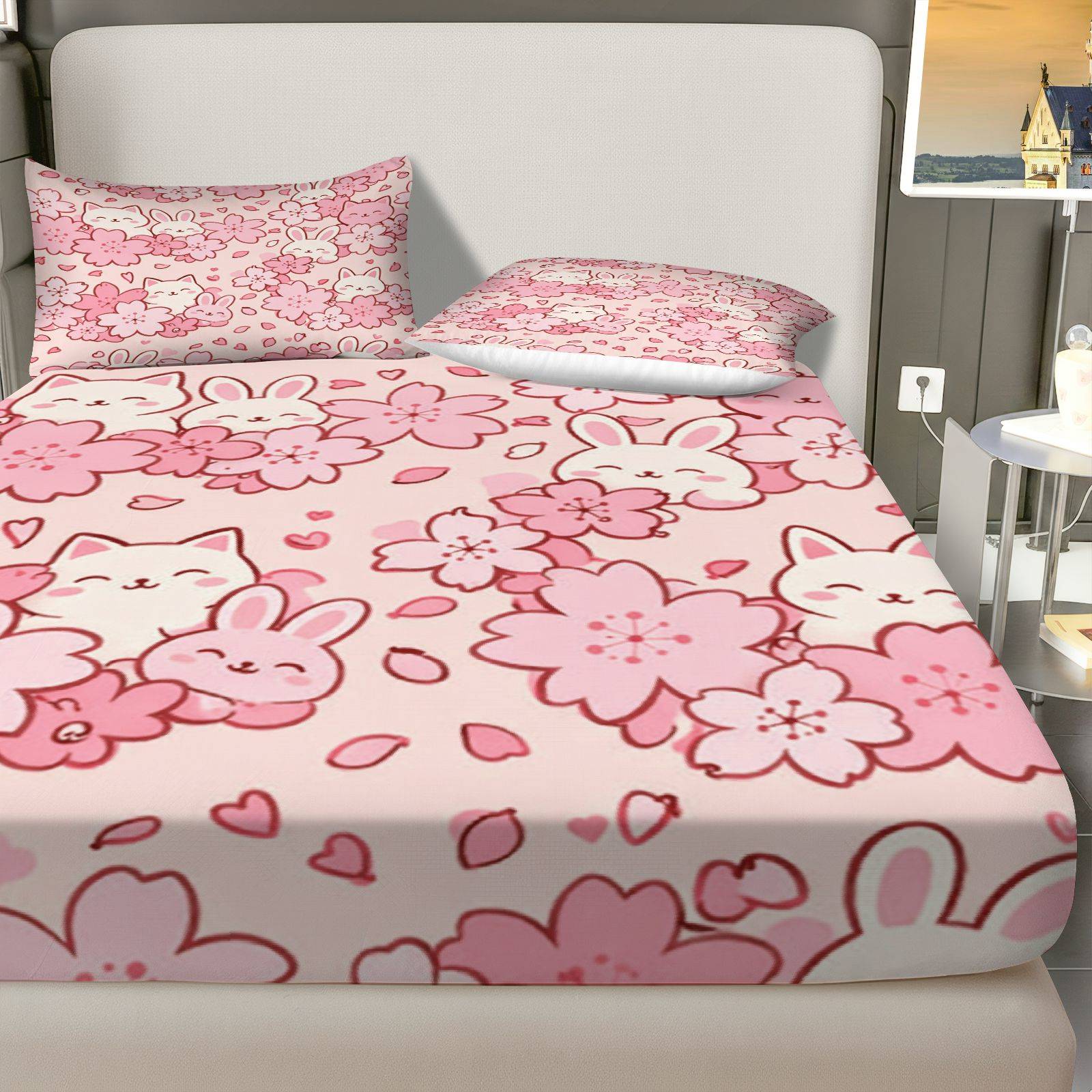 Sakura Rabbit Cat Bedding Set, - Baby Nursery Bedding 评论和价格