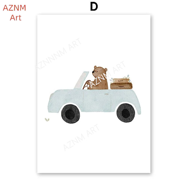 Cute Boho Bear Crane Excavator - Baby Nursery Art 评论和价格