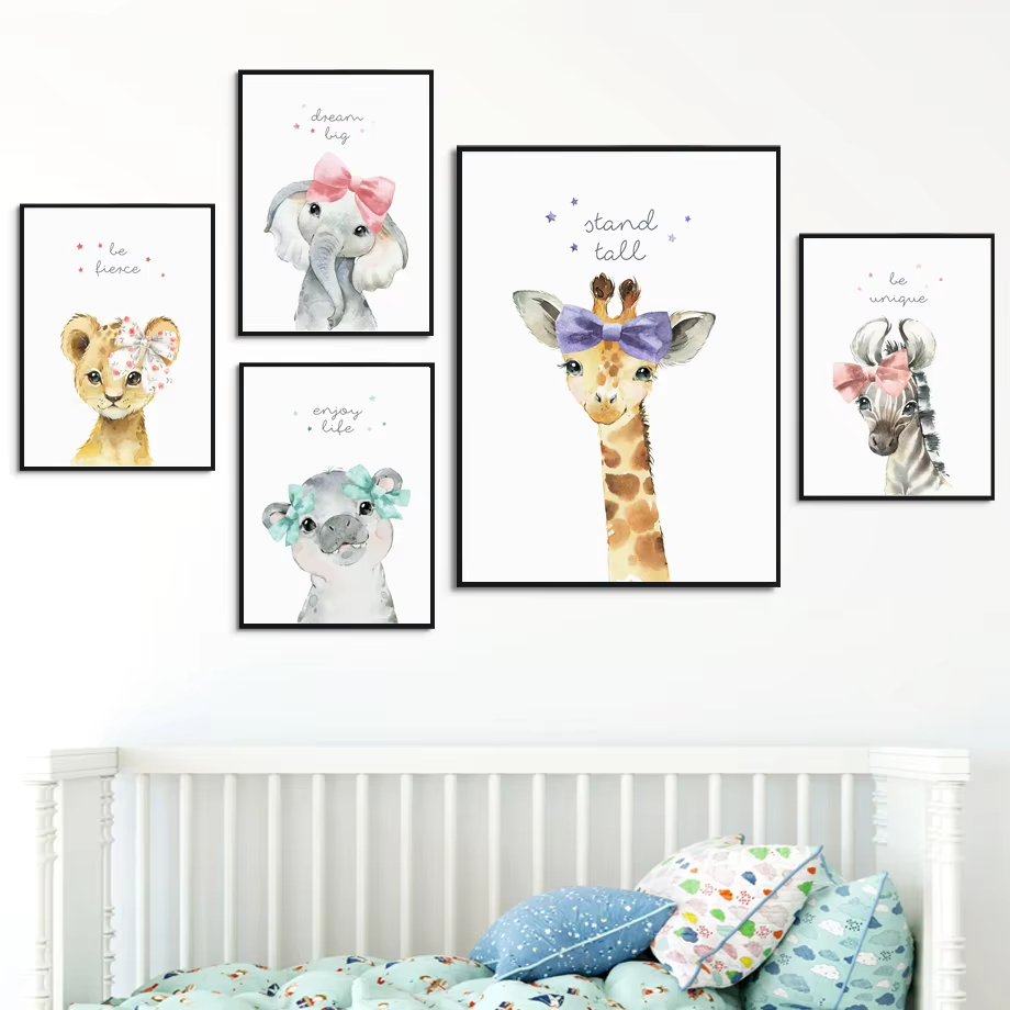 Lion Zebra Giraffe Elephant Hi - Baby Nursery Animal Pictures 评论和价格