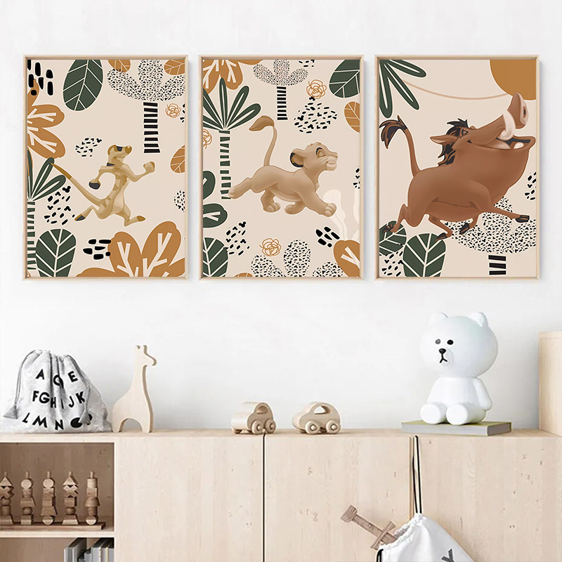 Kid Lion King Boho Posters and - Baby Nursery Animal Pictures 评论和价格
