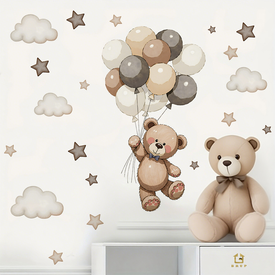 Adorable Teddy Bear Wall Decal - Baby Nursery Artwork 评论和价格