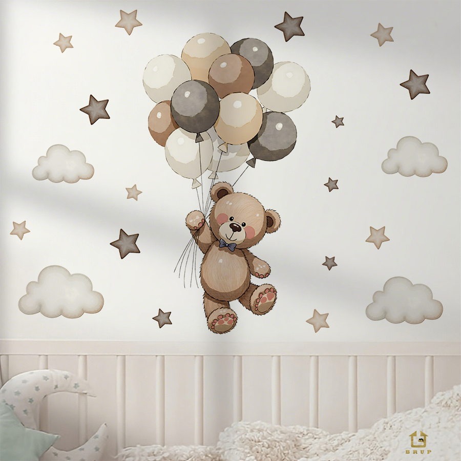 Adorable Teddy Bear Wall Decal - Baby Nursery Artwork 评论和价格