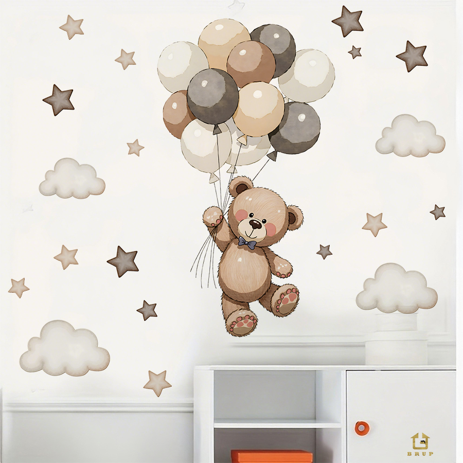 Adorable Teddy Bear Wall Decal - Baby Nursery Artwork 评论和价格