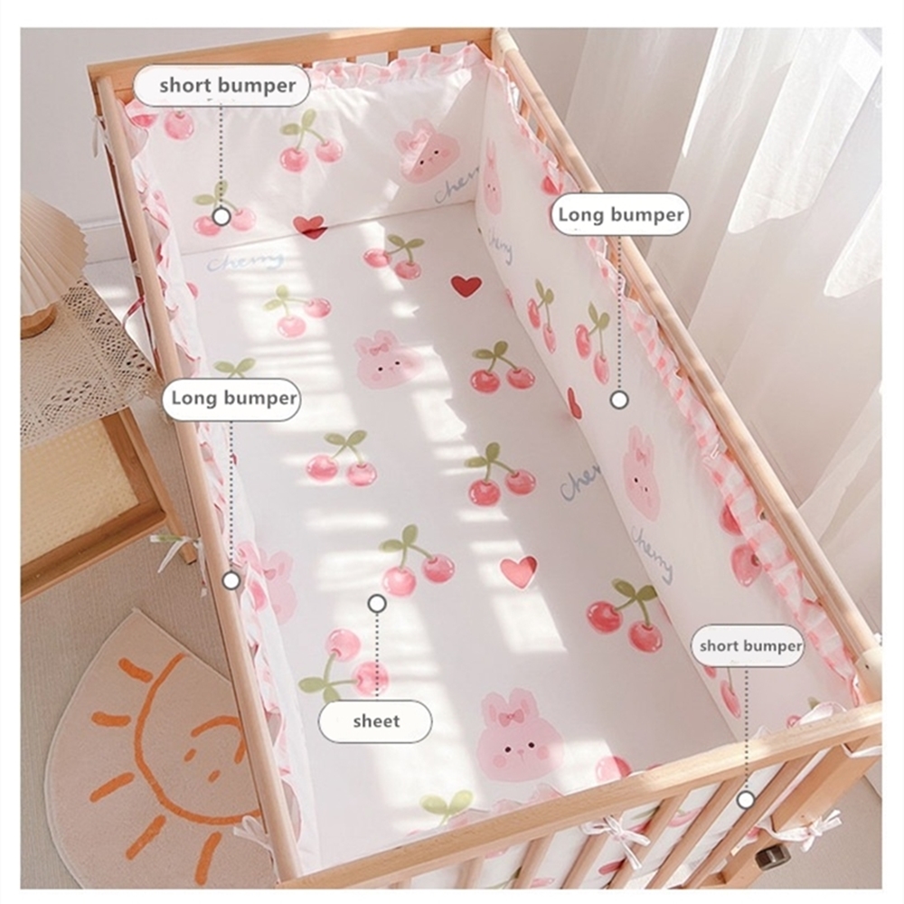 5Pcs Crib Bedding Set Girl Bab - Baby Nursery Bedding 评论和价格