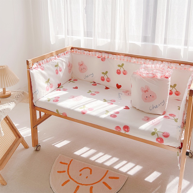 5Pcs Crib Bedding Set Girl Bab - Baby Nursery Bedding 评论和价格