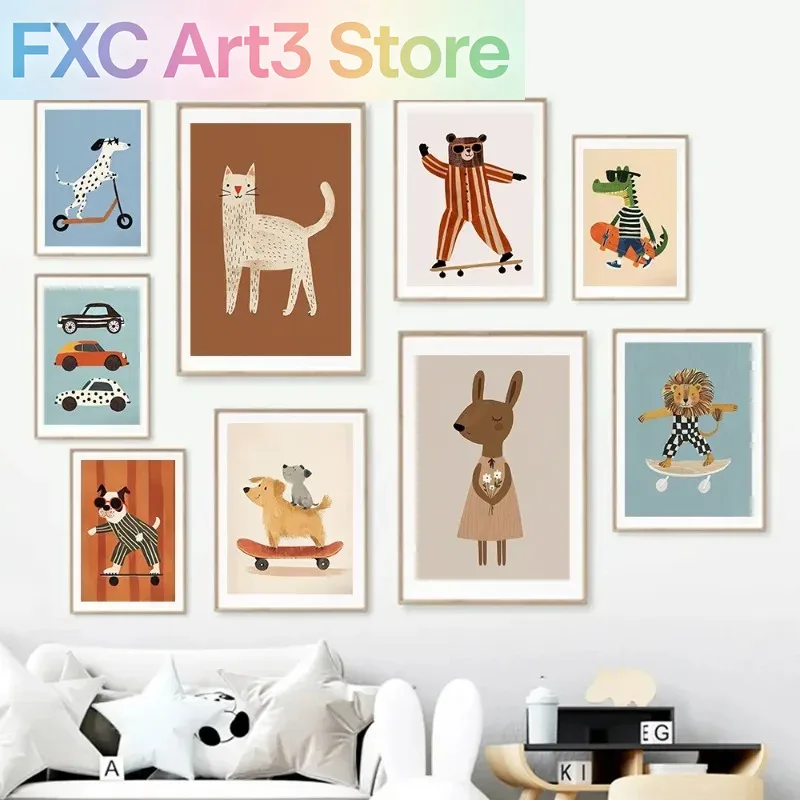 1pc frameless Funny Animals Ra - Baby Nursery Animal Pictures 评论和价格