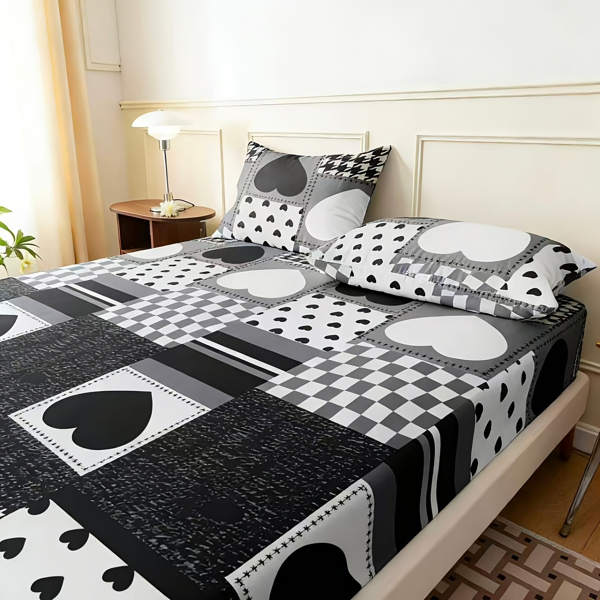 Trendy black and white heart p - Baby Nursery Bedding 评论和价格
