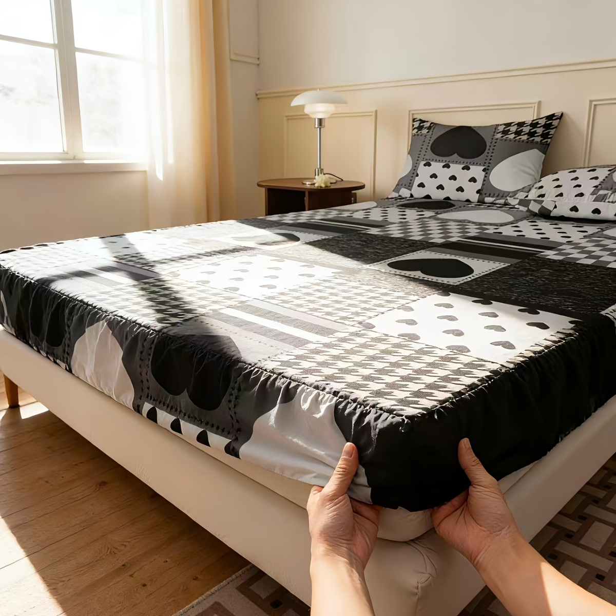Trendy black and white heart p - Baby Nursery Bedding 评论和价格
