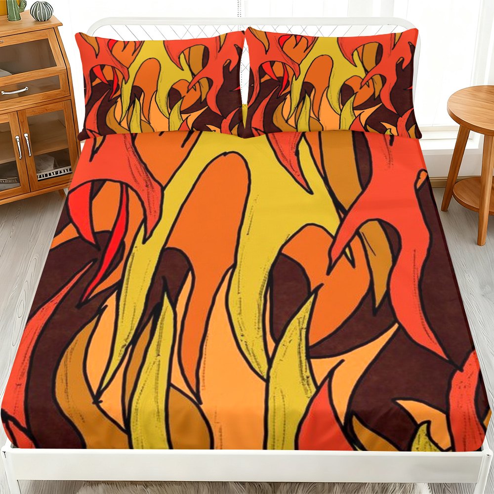 Flame-Themed Bed Sheets Full S - Baby Nursery Bedding 评论和价格
