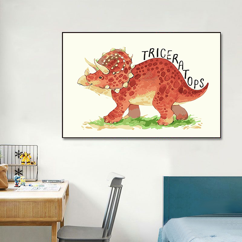 Watercolor Dinosaur Poster Nur - Baby Nursery Animal Pictures 评论和价格