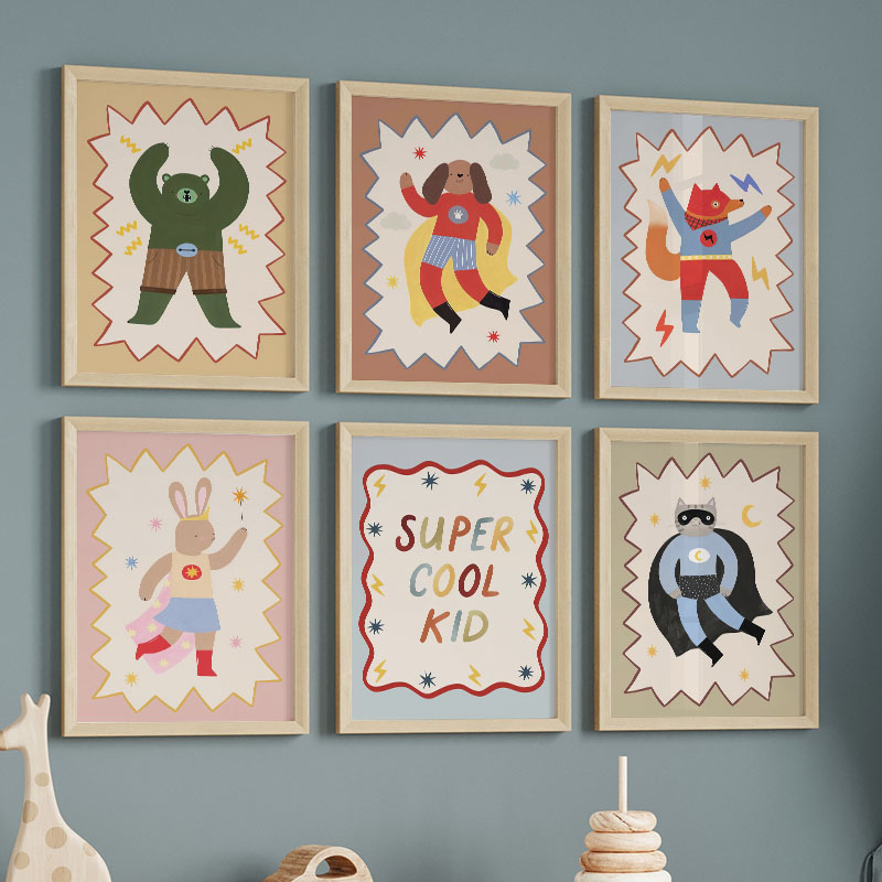 Funny Cartoon Super Cool Kid N - Baby Nursery Art 评论和价格