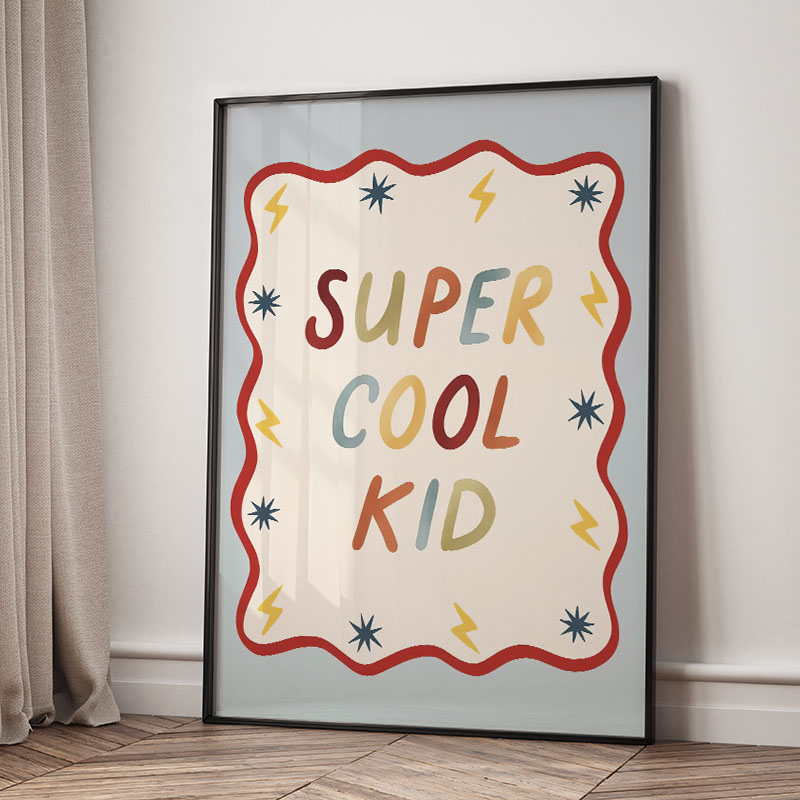 Funny Cartoon Super Cool Kid N - Baby Nursery Art 评论和价格