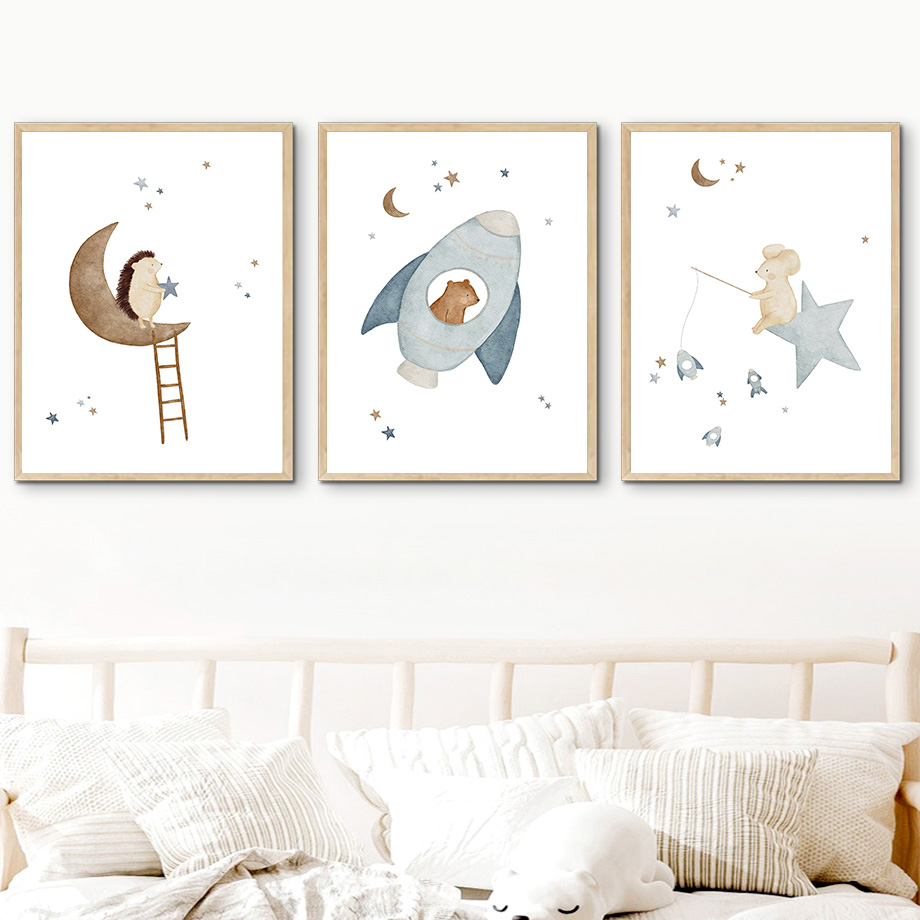 Cartoon Animals Nursery Wall A - Baby Nursery Animal Pictures 评论和价格